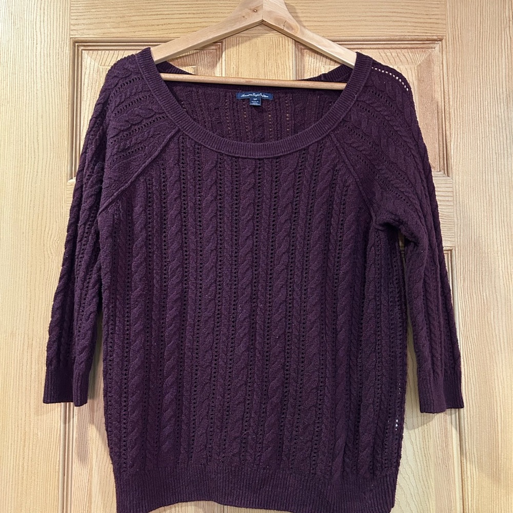 American Eagle Outfitters Women's Purple Scoop Neck Sweater